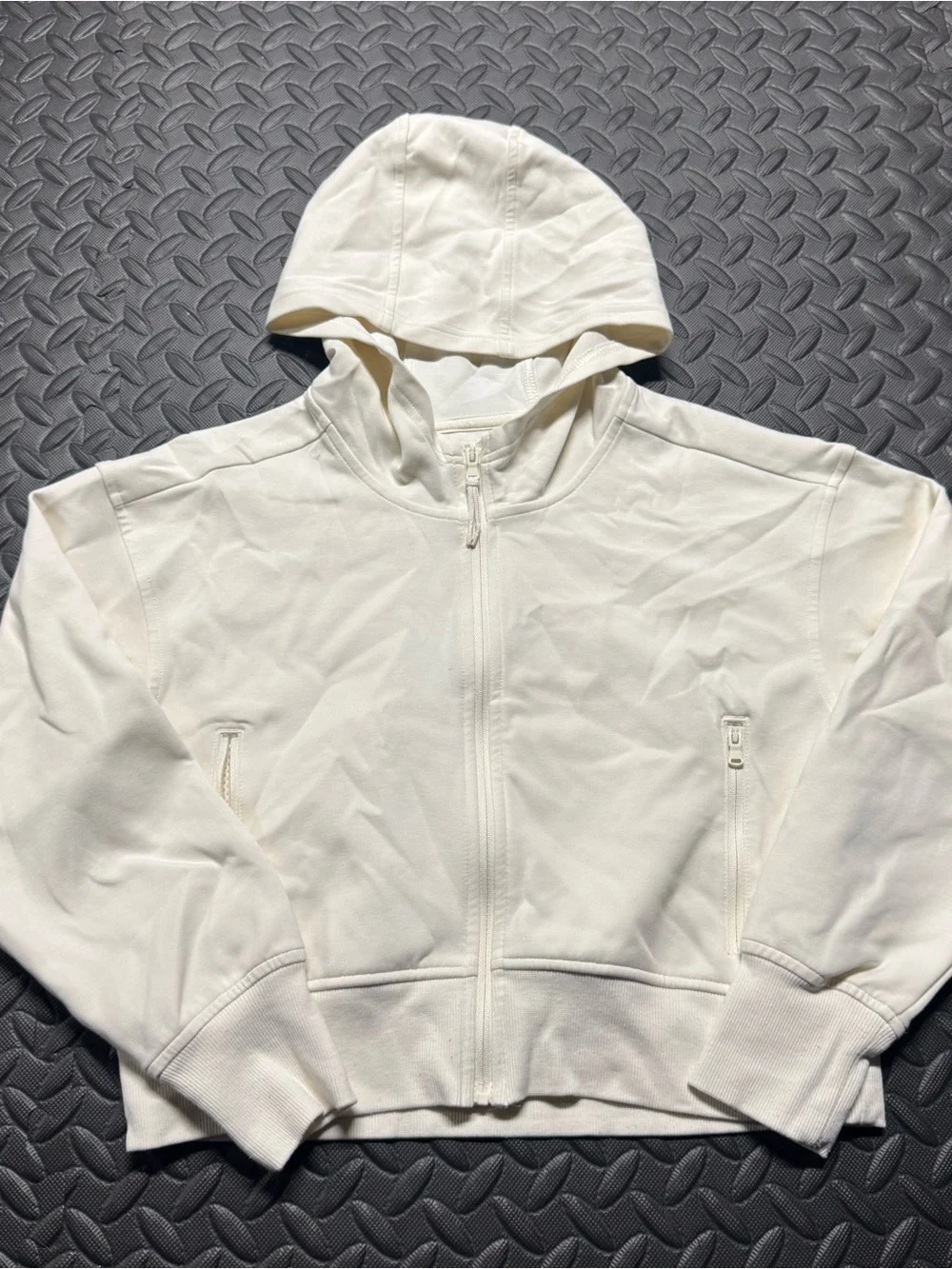 Old Navy Active Dynamic Fleece White Zip Up Hoodie Girls Size L 10-12